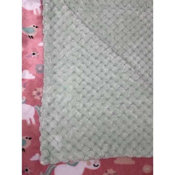 SL Home Fashions Baby Blanket Pink Unicorn Bird Flowers Green Back S.L. Floral - Picture 4 of 7
